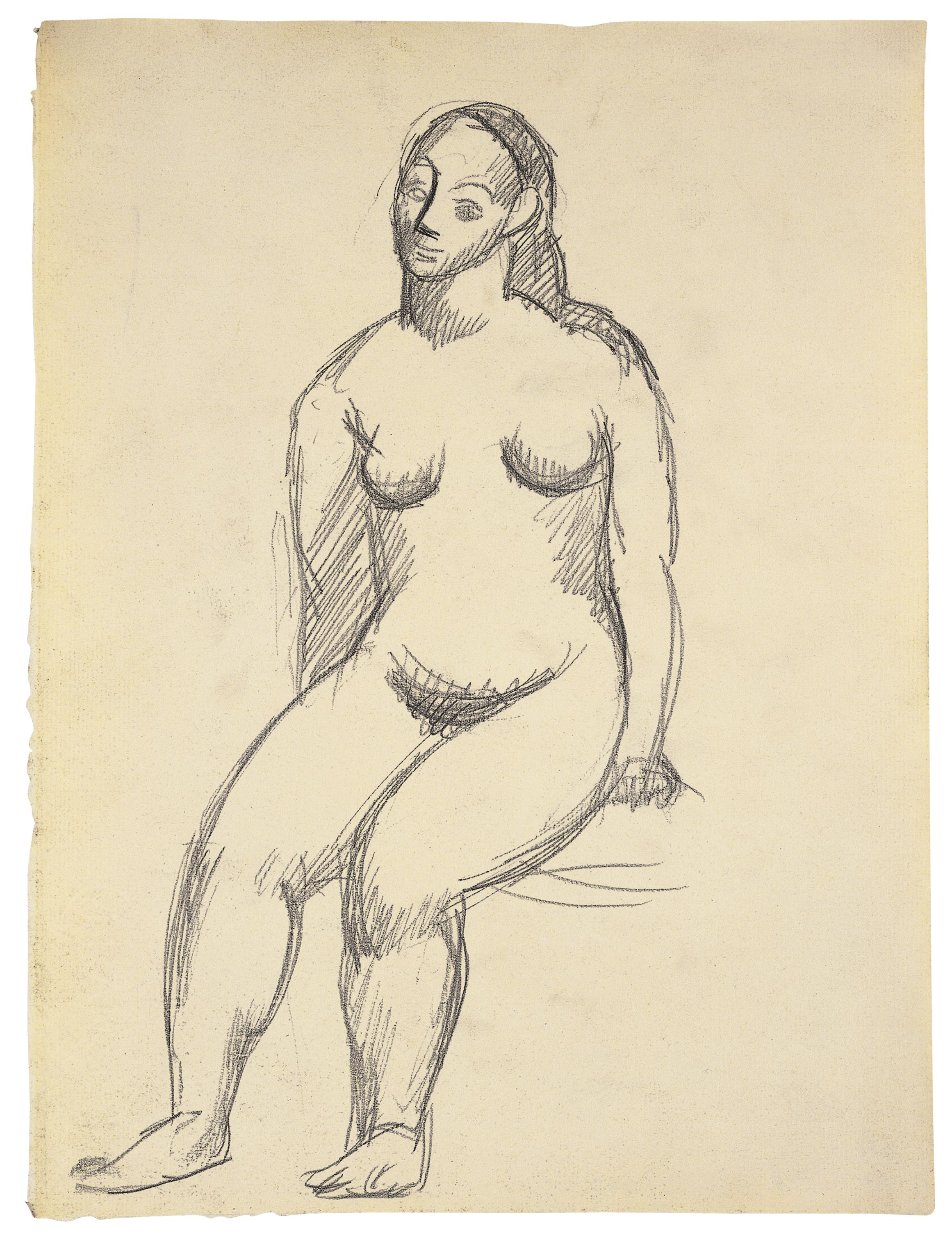 Malaga Mujer desnuda sentada ピカソ/アートポスター Obra_Coleccion_MPM_2_139_R_c0e